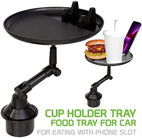 Revolutionary Car Cup Holder Phone Mount with Integrated Snack Tray – Ultimate Compatibility for i Phone, Samsung Galaxy, LG, Moto & Google Pixel – Hands-Free Convenience & 360-Degree Rotation for Safe Driving Enjoyment