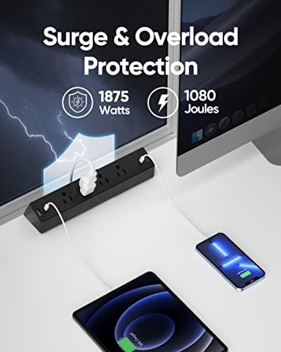 Revolutionize Your Workspace with ACOZVIN 17-in-1 Desk Clamp Power Strip – 40 W Fast Charging Hub, 9 AC Outlets & 8 USB Ports (4 USB-C) for Ultimate Device Connectivity, 10 ft Flat Plug Surge Protector Perfect for Home Office Efficiency and Safety