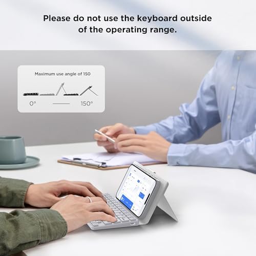 CACOE Ultra-Slim Foldable Wireless Keyboard with Integrated Stand – Dual-Channel QWERTY Design for Seamless Device Switching – Portable Mini Keyboard for Smartphones, Tablets, and Laptops – Stylish Wine Red Finish for Enhanced Productivity and Versatility