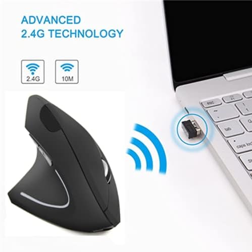 Ergonomic Left-Handed Wireless Mouse – Rechargeable 2.4 G Vertical Design with 6 Customizable Buttons and 3 Adjustable DPI (800/1200/1600) for Superior Comfort and Enhanced Productivity on PC and Laptop