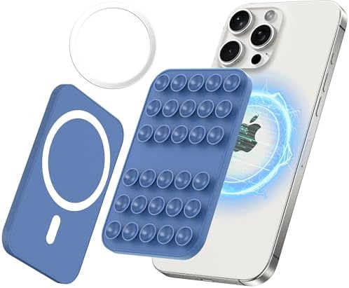 Revolutionary Patented Magnetic Suction Grip Mount for i Phone & Android – Effortless Hands-Free Phone Holder in Deep Blue, Perfect for Content Creators, Capture Stunning Selfies and Videos, Ultimate Compatibility with Mag Safe and Standard Cases, Portable and Stylish Design for On-the-Go Use