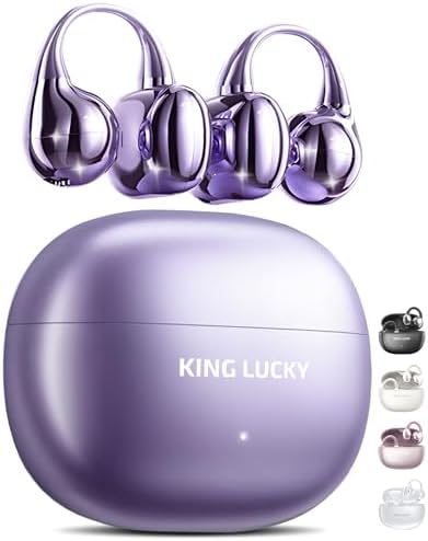 Elevate Your Audio Game with King Lucky Wireless Bluetooth 5.4 Earbuds – Stylish Clip-On Design with Advanced Noise Cancelling, 50-Hour Battery Life, and Waterproof Durability – Perfect for Active Lifestyles, Small Ears, and Glasses Wearers in Trendy Pink. Enjoy Unmatched Comfort, Seamless Connectivity, and Immersive Sound Quality Ideal for Fitness, Daily Commutes, and Casual Listening.