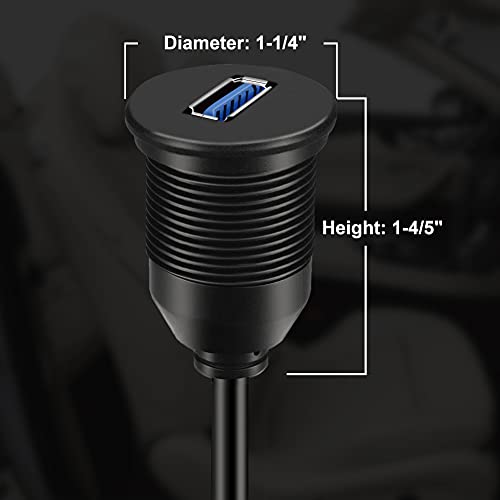Enhance Your On-the-Road Connectivity with BATIGE 5-Pack Waterproof USB 3.0 Male to Female Flush Mount Extension Cables – 1 ft Durable High-Speed Data Transfer for Cars, Trucks, Boats & Motorcycles – Streamlined Design for Neat Installations and Superior Device Management
