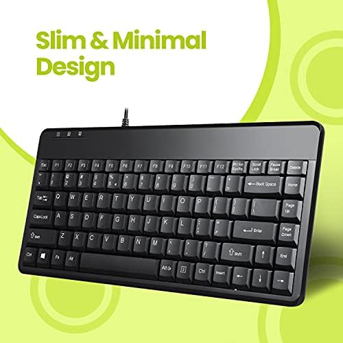 Compact Perixx PERIBOARD-409 H Wired USB Mini Keyboard with Dual USB Hubs – Effortless Typing Experience for Limited Spaces, Enhanced Compatibility, and Fast Connectivity