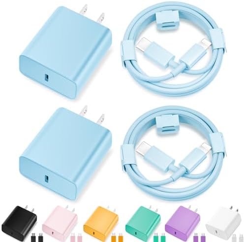 Elevate Your Charging Game with Our Apple MFi Certified 20 W Fast Charger Duo – 2 Pack USB-C Wall Adapters & 6 FT Lightning Cable for i Phone 14/13/12/11 Pro Max/Xs Max/XR/X – Stylish Vibrant Yellow for Instant Power and Convenience!
