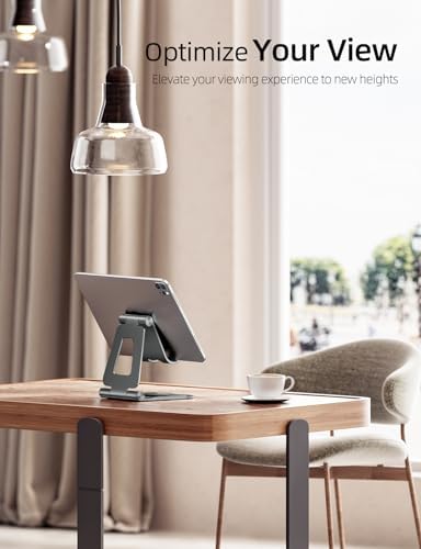 Nulaxy Aluminum Dual Foldable i Pad Stand – Versatile Adjustable Tablet Holder for Enhanced Workspace Comfort, Sleek Rose Gold Finish, Universal Compatibility with i Pad Pro/Air/Mini & i Phone Pro/Max/Plus, Portable and Durable Design for Effortless Mobility and Ergonomic Support