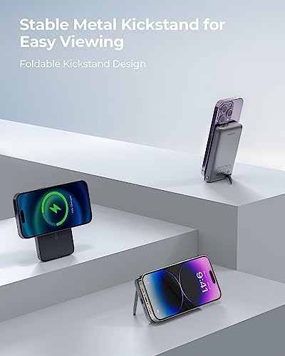 Magnetic 10,000 m Ah Battery Pack with Foldable Kickstand – High-Speed 30 W USB-C Wireless Charger for i Phone 16/16 Plus/16 Pro/16 Pro Max & 15/14/13/12 Series – Ultimate Portability and Enhanced Charging Efficiency