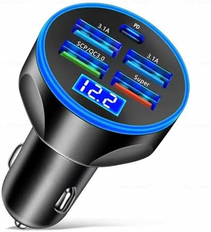 Ultra-Fast Multi-Port USB C Car Phone Charger with Real PD 30 W and Voltage Display – Compact Cigarette Lighter Adapter for i Phone 16/15/14/13/12 & Galaxy Android Devices – Dual Port Compatibility for Efficient Charging on the Go