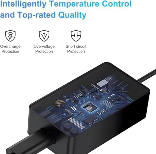 Premium 65 W Microsoft Surface Charger Replacement – Fast Charging AC Adapter for Surface Pro 3-9, Surface Laptop 1-5, Surface Go 1-3, and Surface Book 1-3 – Lightweight, Durable Power Supply for Enhanced Productivity and Seamless Performance