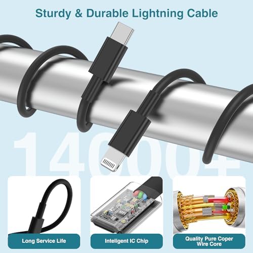 MFi Certified 20 W USB-C to Lightning Fast Charger for i Phone 14/13/12 – 6 FT Durable Cable & Power Delivery Block in Stylish Blue – Ultimate Solution for Rapid Charging of All Apple Devices Including i Pad Pro, XS, XR, 8 Plus – Optimized for Reliability and Speed