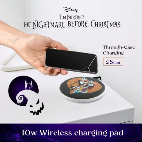Transform Your Charging Routine with the Disney Tim Burton’s The Nightmare Before Christmas Wireless Charger – Fast 10 W Power Pad Featuring Iconic Jack Skellington & Sally Designs – Perfect for i Phone & Samsung Devices – Sleek Non-Slip Surface for Home or Office – Ultimate Gift for Disney Enthusiasts – Officially Licensed Merchandise