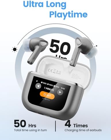 Ultimate Bluetooth 5.3 Wireless Earbuds – Experience Superior Deep Bass with 50-Hour Playtime, IPX7 Waterproof Design for Enhanced Durability, Featherlight In-Ear Fit for All-Day Comfort, Integrated Microphone for Clear Hands-Free Calling, Effortless Compatibility with i OS & Android Devices – Ideal Gift for Music Enthusiasts and Fitness Lovers