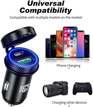 KEWIG Super Mini 60 W USB C Car Charger – Dual Port QC3.0 & PD Fast Charging Adapter for Smartphones, Tablets, and Laptops – Compact Cigarette Lighter Fast Charger with Safety Features for On-the-Go Power