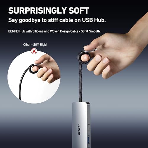 Unlock Unmatched Productivity with BENFEI 6-in-1 USB C Hub: Experience 4 K HDMI Output, Rapid 100 W Charging, Gigabit Ethernet, and Tangle-Free Design for Mac Book Pro/Air, i Pad Pro, i Mac & i Phone 15 Pro/Pro Max – Your All-in-One Connectivity Solution for Enhanced Performance and Seamless Device Integration.