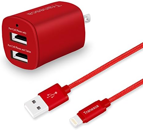 Stylish Rose Gold Dual USB Wall Charger with 6 ft Charging Cable – Fast Charging Solution for i Phone 14, 13, 12, 11 Pro Max, SE, XS/Xs Max, XR, 8, 7, 6 S/6 S Plus and Samsung, LG, Moto Devices – Enhanced Compatibility for Effortless Power Up