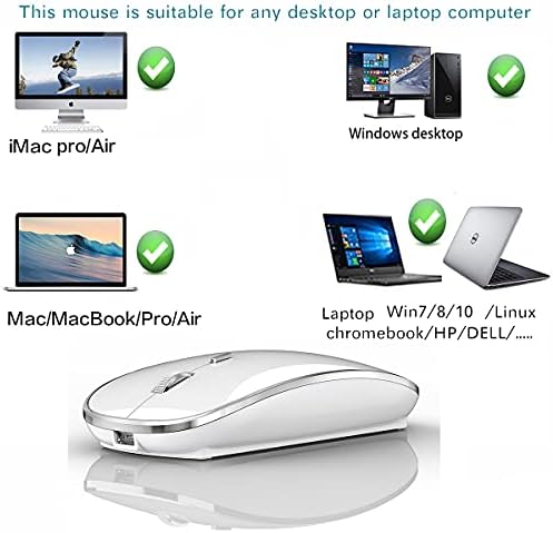 Premium Wireless Mouse for Mac and Windows – Ergonomic, Rechargeable, and Silent Click Design for Enhanced Productivity on Mac Book, Chromebook, and PC – Ideal for Travel and Home Office Setup – Durable and High-Precision Tracking