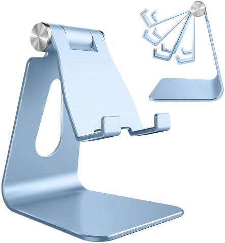 CreaDream Adjustable Cell Phone Stand, Phone Stand, Cradle, Dock, Holder, Aluminum Desktop Stand Compatible with Phone 13 12 Pro Max Charging, Accessories Desk, All Mobile Phones, Sierra Blue – Enhanced Compatibility and Speed