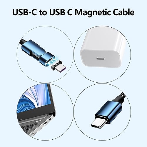 Ultimate 6.6 ft USB-C Magnetic Charger Cable – 2 Pack with 180-Degree Rotation for Effortless Connectivity, High-Speed 100 W Power Delivery for Mac Book Pro 2020, Samsung Galaxy S23/S22/S21 & Nintendo Switch – Durable Nylon Braided Design for Tangle-Free Use and Enhanced Device Compatibility