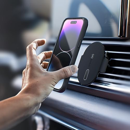 Speck Mag Safe i Phone Car Vent Mount – Ultra Secure No-Slip Interlock for Stable Hands-Free Navigation – 360° Adjustable Viewing with Sleek Black Design for Effortless Compatibility and Quick Setup