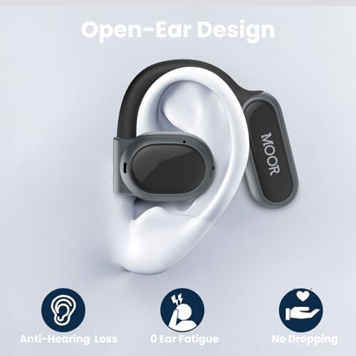 Discover the MOOR Beige Open Wave Wireless Earbuds: Premium Bluetooth 5.3 Headphones with 40-Hour Playtime, Enhanced ENC Noise Cancelling, and 16.2 mm Dynamic Drivers for Immersive Stereo Sound – IPX4 Waterproof Design for Active Lifestyles, Perfect for Commuting and Outdoor Adventures.