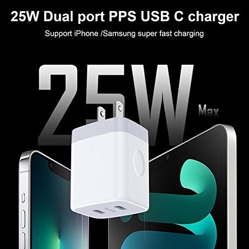 25 W Dual Port Type-C Fast Charging Wall Charger – Ultimate High-Speed Power Adapter for Samsung Galaxy S24 Series, i Phone 16/15/14 Pro, and Google Pixel 9 – Compact, Lightweight Design with Advanced Safety Features for Effortless Device Charging Anywhere, Anytime