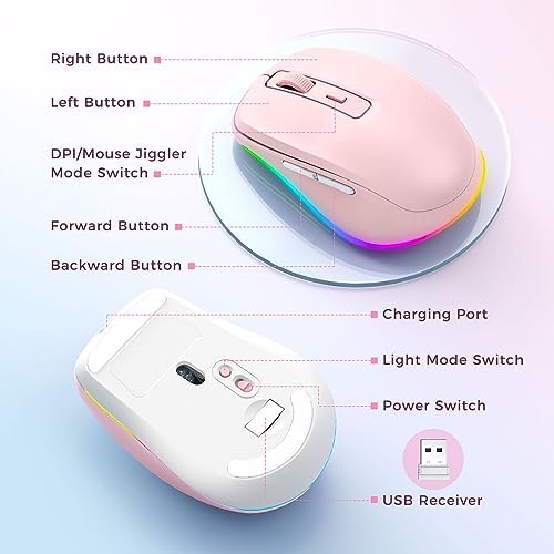 PEIOUS Rechargeable Wireless Mouse with LED – Innovative Jiggler Technology to Keep Your Computer Awake – Sleek Black Design for Optimal Comfort and Productivity