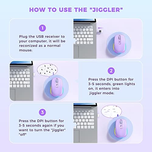 PEIOUS Rechargeable Wireless Mouse with LED – Innovative Jiggler Technology to Keep Your Computer Awake – Sleek Black Design for Optimal Comfort and Productivity