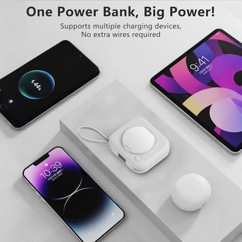 LUCKYDUO Ultra-Slim 10000 m Ah Power Bank with Integrated Dual Charging Cables and LED Battery Indicator – Elegant Travel Companion for Fast Charging i Phones, Samsung Devices, and More – Stylish Portable Charger for On-the-Go Power Solutions