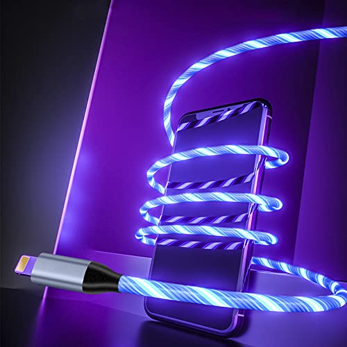 LED Light-Up i Phone Charging Cable – MFi Certified 6 FT USB A to Lightning Fast Charger for i Phone 13, 12, 11, X, XS, XR, 8, 7, 6 S, 5 S, i Pad, i Pod Touch (Durable Purple Design) – Effortless Monitoring & Enhanced Speed