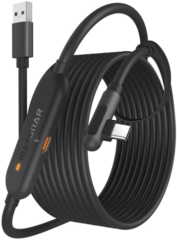 Maxonar VR Charging Link Cable 16FT (Next-Gen Chip) Compatible with Meta Quest 3S/Quest 3/Oculus Quest 2/Pico 4 Accessories and PC/SteamVR, Awesome Gift-5Gbps USB 3.0 to USB C Cable-White – Enhanced Compatibility and Speed