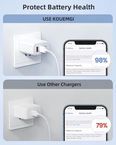 40 W 4-Port USB C Power Adapter Duo – Compact Fast Charging Block for i Phone 16-12 & Samsung Devices – Rapid PD & Quick Charge 3.0 for Maximum Efficiency at Home and on the Go