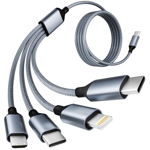Ultimate 5-in-1 Multi Charging Cable Set – 2 Pack, 5 FT Nylon Braided USB C/A Charger for Type-C & Micro USB Devices, Universal Fast Charging Cord for All Smartphones and Gadgets – Exceptional Durability and Versatile Compatibility