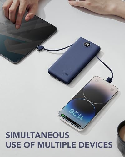 VRURC 10000 m Ah Portable Charger with Built-in Cables & AC Plug – Lightweight USB-C Power Bank for Effortless Device Charging on the Go – Stylish Green External Battery for Smartphones and Tablets – Ultimate Travel Companion for Uninterrupted Connectivity and Enhanced Compatibility