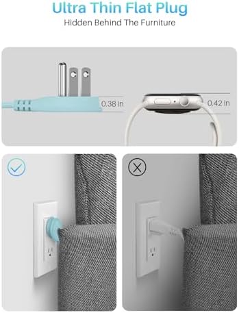 KOOSLA Compact Flat Plug Power Strip with USB C Ports – 2 AC Outlets & 3 Fast-Charging USB Ports for Ultimate Travel Convenience – 1250 W Capacity, 5 ft Cord – Ideal for Cruise Ships, Dorms, Homes, & Offices – Lightweight, Space-Saving Design for Multi-Device Charging