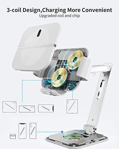 Dual-Function Wireless Charging Station for Samsung Z Fold Series & Galaxy Buds – Premium Aluminium Alloy Fast Charger with 20 W Adapter, Efficient 3-Coil Design for Seamless Charging Experience, Perfect for Home, Office, or Travel