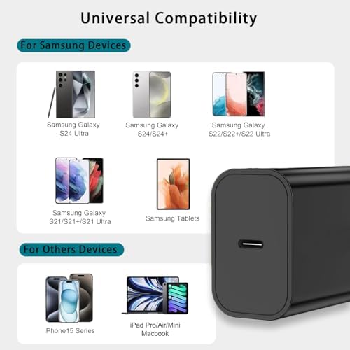 Elevate Your Charging Game with the 45 W Super Fast Charger for Samsung Galaxy Tab-S9 Series – Includes a Versatile 6.6 FT USB-C Cable for Unmatched Flexibility – Compact Design for On-the-Go Users – Engineered with Advanced Safety Features to Prevent Overcharging and Ensure Efficiency – Ideal for Busy Lifestyles and Quick Power Boosts