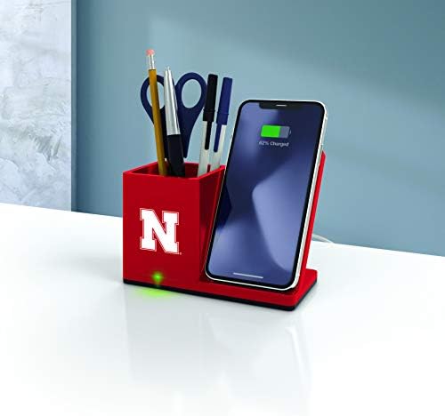NCAA Unisex Fast Wireless Charging Stand & Desk Organizer – Stylish Multi-Device Charger for Sports Enthusiasts, Efficient Workspace Solution with Built-in Accessory Compartments