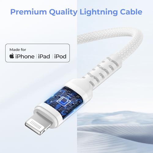 10-Foot Elebase USB C to Lightning Charging Cable for i Phone 14, 13 & More – Fast Power Delivery with USB A Adapter – Enhanced Flexibility for Seamless Device Connectivity – Durable 20 W Quick Charge Cord for i Pad 8 th & 9 th Gen, Apple Models XS, XR, X, 8, 7, 6, SE – Perfect for On-the-Go Charging and Syncing