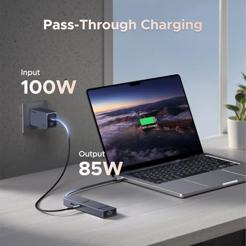 UGREEN Revodok Pro 6-in-1 USB C Hub: All-in-One Gigabit Ethernet & 4 K HDMI Adapter with 100 W Power Delivery for Mac M1/M2/M3, i Phone 16 Pro/Pro Max & Steam Deck – Unleash High-Speed Connectivity and Versatile Device Management