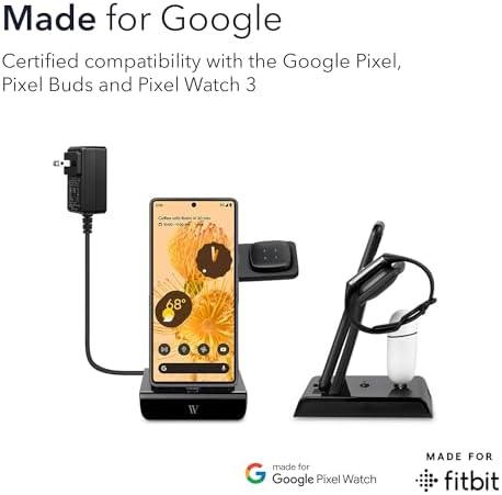 Wasserstein 3-in-1 USB-C Charging Hub for Google Pixel Devices and Fitbit: Ultimate Rapid Charging Station for Pixel Watch and Fitbit Versa 3/4 – Streamlined, Durable, and Travel-Friendly Power Solution for Home or Office Efficiency