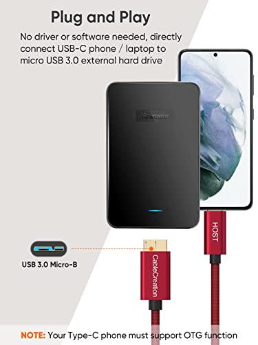 High-Speed 1 FT USB C to Micro B Cable – 10 Gbps Data Transfer for i Phone 15, Seagate & WD External Hard Drives – Durable Braided Design for Enhanced Connectivity & Reliability – Perfect Length for Travel & Desk Use – USB 3.1 Type C Compatible