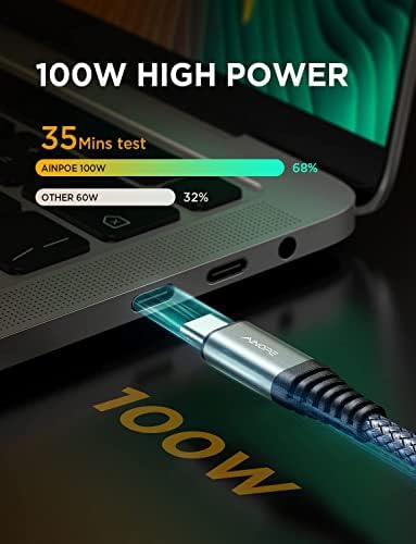 Maximize Your Connectivity with AINOPE 10 FT USB C Extension Cable – 20 Gbps Data Transfer & 240 W Charging Power, Ideal for i Phone 16 Pro Max, PSVR2, Mac Book Air M2 Pro, and More – Stylish Blue Design for Enhanced Flexibility and Performance