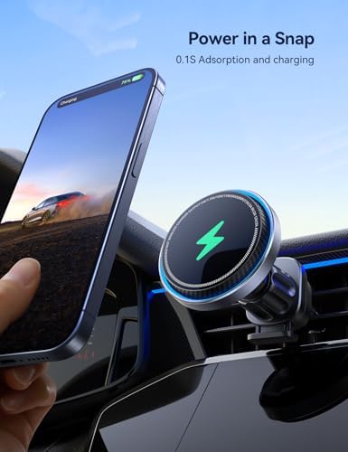 JOYROOM Mag Safe Wireless Car Charger Mount – 15 W Fast Charging with Built-in Cooling Fan for i Phone 16 Pro Max, Plus, Mini, 15, 14, 13, 12 – Secure Magnetic Holder for Ultimate Compatibility and Efficiency
