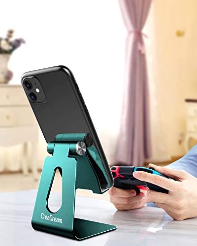 CreaDream Adjustable Cell Phone Stand, Phone Stand, Cradle, Dock, Holder, Aluminum Desktop Stand Compatible with Phone 13 12 Pro Max Charging, Accessories Desk, All Mobile Phones, Sierra Blue – Enhanced Compatibility and Speed