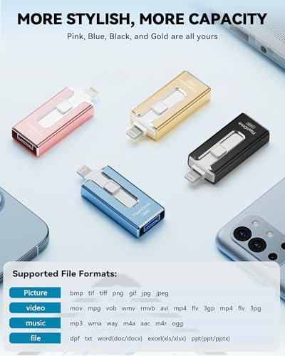 MFi Certified 256 GB Flash Drive – Ultimate Memory Solution for i Phone & i Pad Users, High-Speed Data Transfer for Effortless Photo & Video Backup, Multi-Device Compatibility with Android & PC, Compact USB Thumb Drive for On-the-Go Storage (Black)