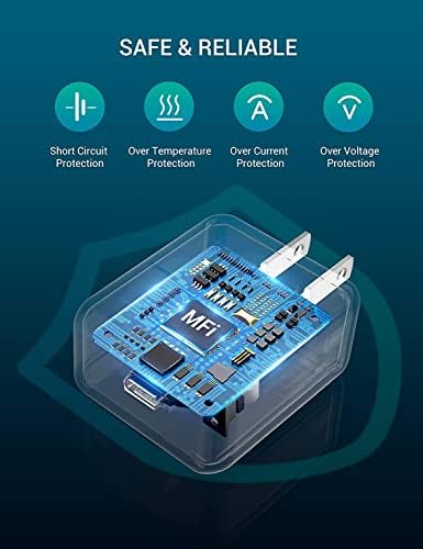 Quntis 20 W High-Speed i Phone Charger Block with 6 FT USB-C to Lightning Cable – Rapid Charging Solution for i Phone 14, 13 Pro, Max, Mini, 12, 11, XS, XR, X, and i Pad – Compact, Durable, and MFi Certified for Optimal Performance