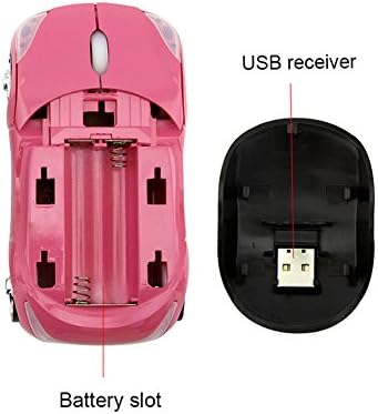 Vibrant Pink Car-Shaped Wireless Mouse for Small Hands – 2.4 GHz Ergonomic Optical Gaming Mouse with USB Receiver – Perfect for Kids, PC, and Laptop Use – Fun and Functional Computer Accessory
