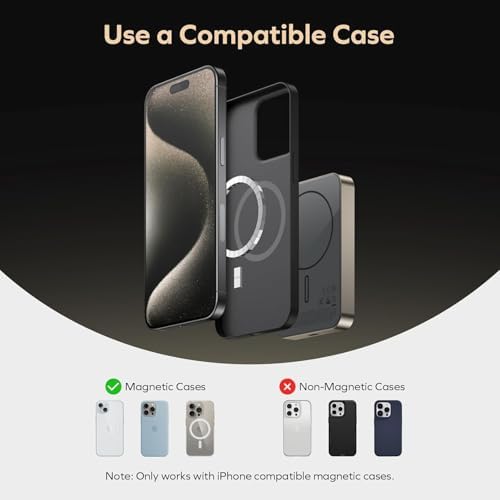MOMAX 5000 m Ah Ultra-Slim Magnetic Power Bank – 0.3-Inch Portable Charger with 20 W Fast Wired & 15 W Wireless Charging, Compatible with Mag Safe and i Phone 15/14/13/12 Series, Includes USB-C Cable, Black – Lightweight Travel Companion with Strong N52 Magnet for Optimal Alignment & Advanced Safety Features for Secure Charging