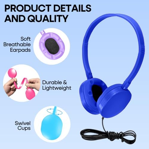 Bulk Headphones for Kids 12 Pack – Premium Wired Earphones with Superior HD Sound Quality for Classroom Learning and Play, Mixed Colors for Inclusive Use, Compatible with 3.5 mm Devices – Essential Audio Gear for Educational Environments