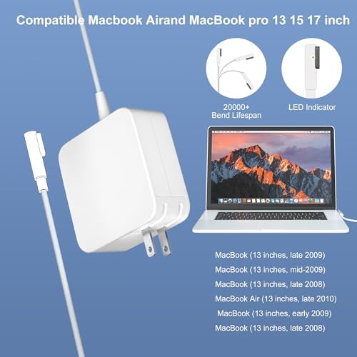 85 W L-Tip Mac Book Pro Charger for Pre-Mid 2012 Models – Rapid Charge Power Adapter for 13″, 15″, and 17″ Mac Book Pros – Superior Durability and Compatibility for Uninterrupted Workflow